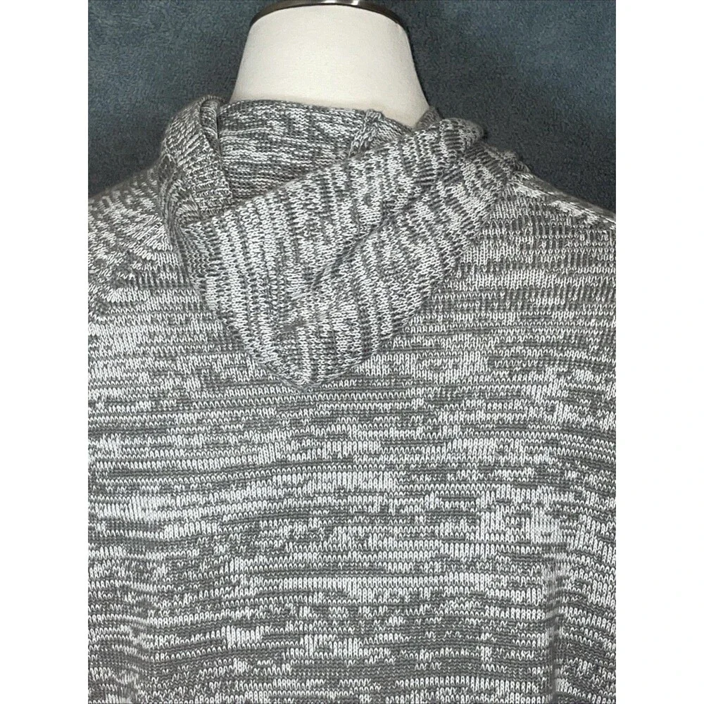 Avenue Plus Size Sweater 26/28 Gray White Marled Knit Hoodie Cozy Casual NWT‎